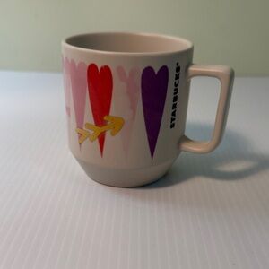 Starbucks Mug with Heart and Arrow Design - Red, Purple, Yellow
